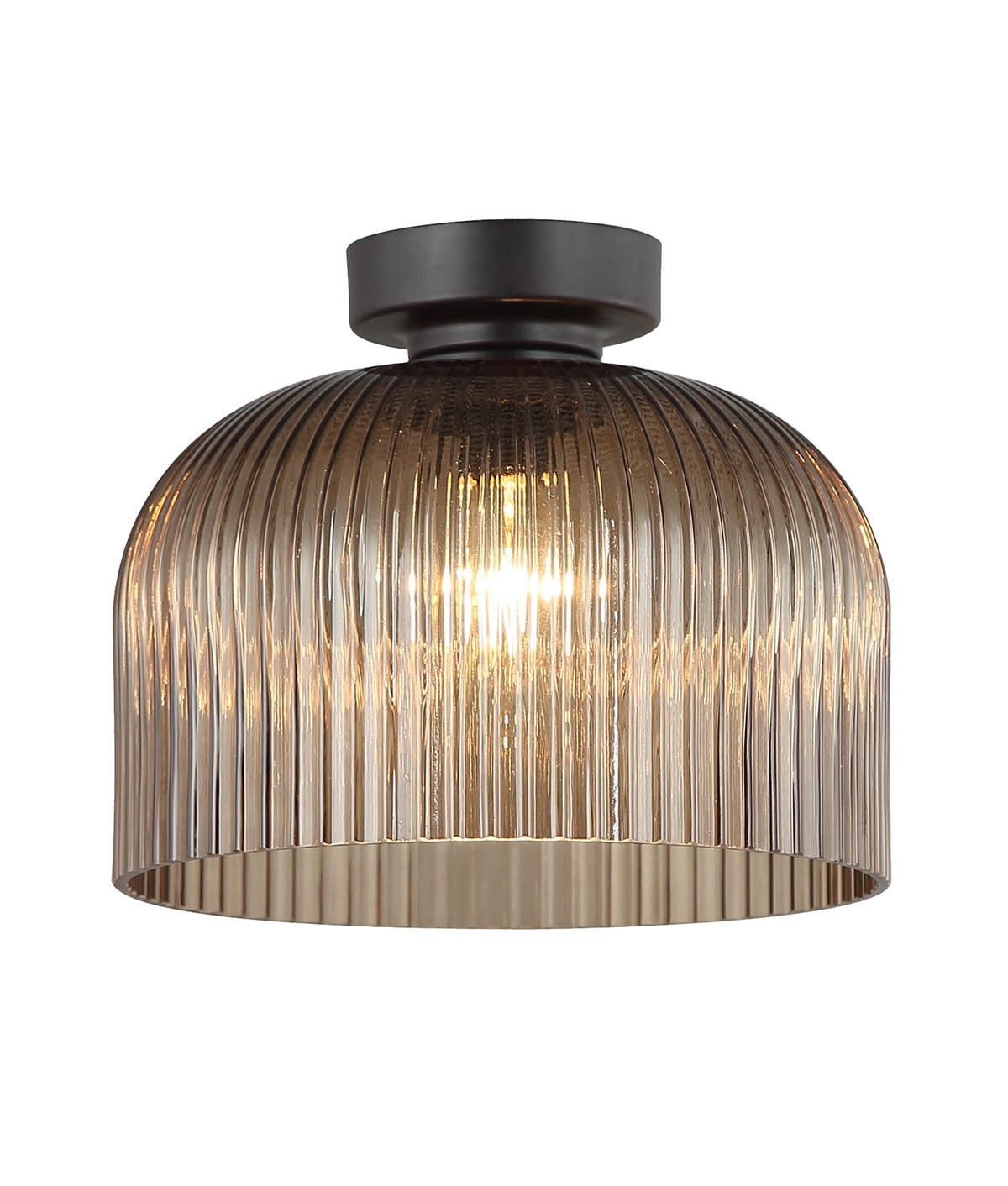 Diyvintaj D.I.Y. Dome Ribbed Glass Batten Fix Ceiling Light - Amber