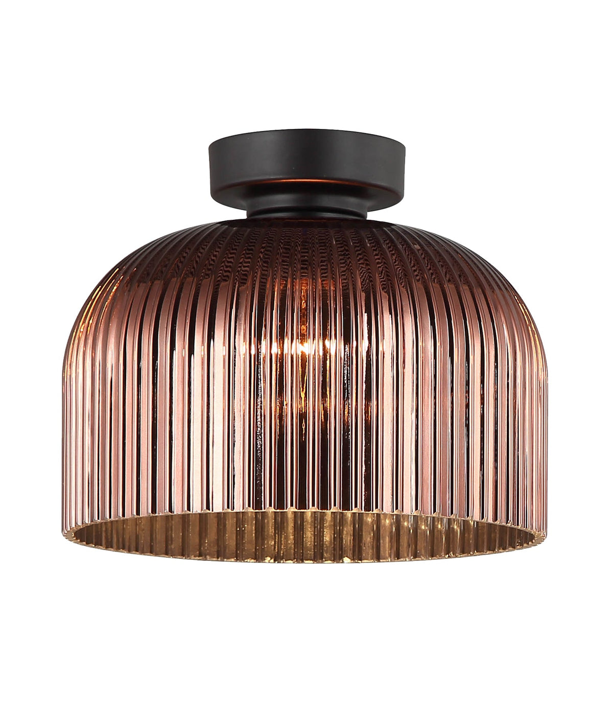 Diyvintaj D.I.Y. Dome Ribbed Glass Batten Fix Ceiling Light - Copper