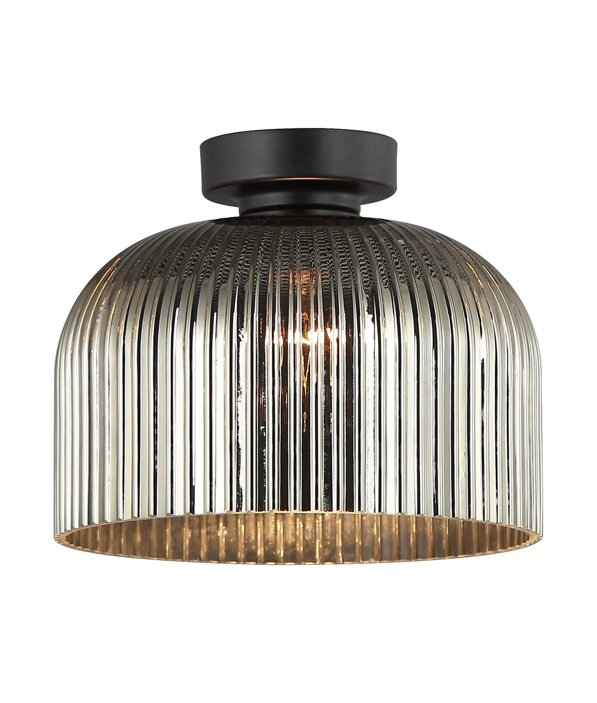 Diyvintaj D.I.Y. Dome Ribbed Glass Batten Fix Ceiling Light - Chrome