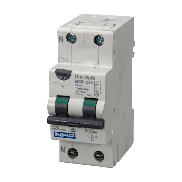 NHP DIN-T Residual Current Device Short Body w/ Overcurrent 10kA 16A 1Pole and N C Curve 10mA Type A***EMAIL/TEXT FOR PRICING***