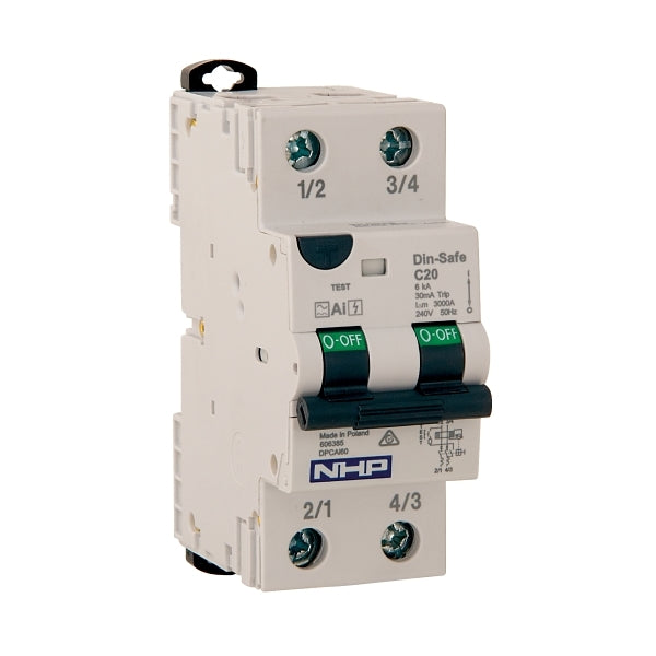 NHP DIN-T Residual Current Device Short Body w/ Overcurrent 6kA 16A 1Pole and N C Curve 30mA Type AI***EMAIL/TEXT FOR PRICING***