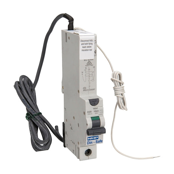 NHP DIN-T Residual Current Device Long Body w/ Overcurrent 10kA 16A 1Pole and N D Curve 30mA Type A***EMAIL/TEXT FOR PRICING***