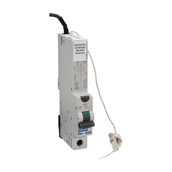 NHP DIN-T Residual Current Device Long Body w/ Overcurrent 10kA 20A 1Pole and N C Curve 10mA Type A***EMAIL/TEXT FOR PRICING***