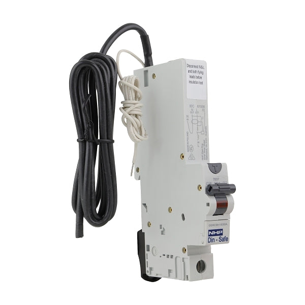 NHP DIN-T Residual Current Device Long Body w/ Overcurrent 10kA 1Pole and N C Curve 30mA Type A