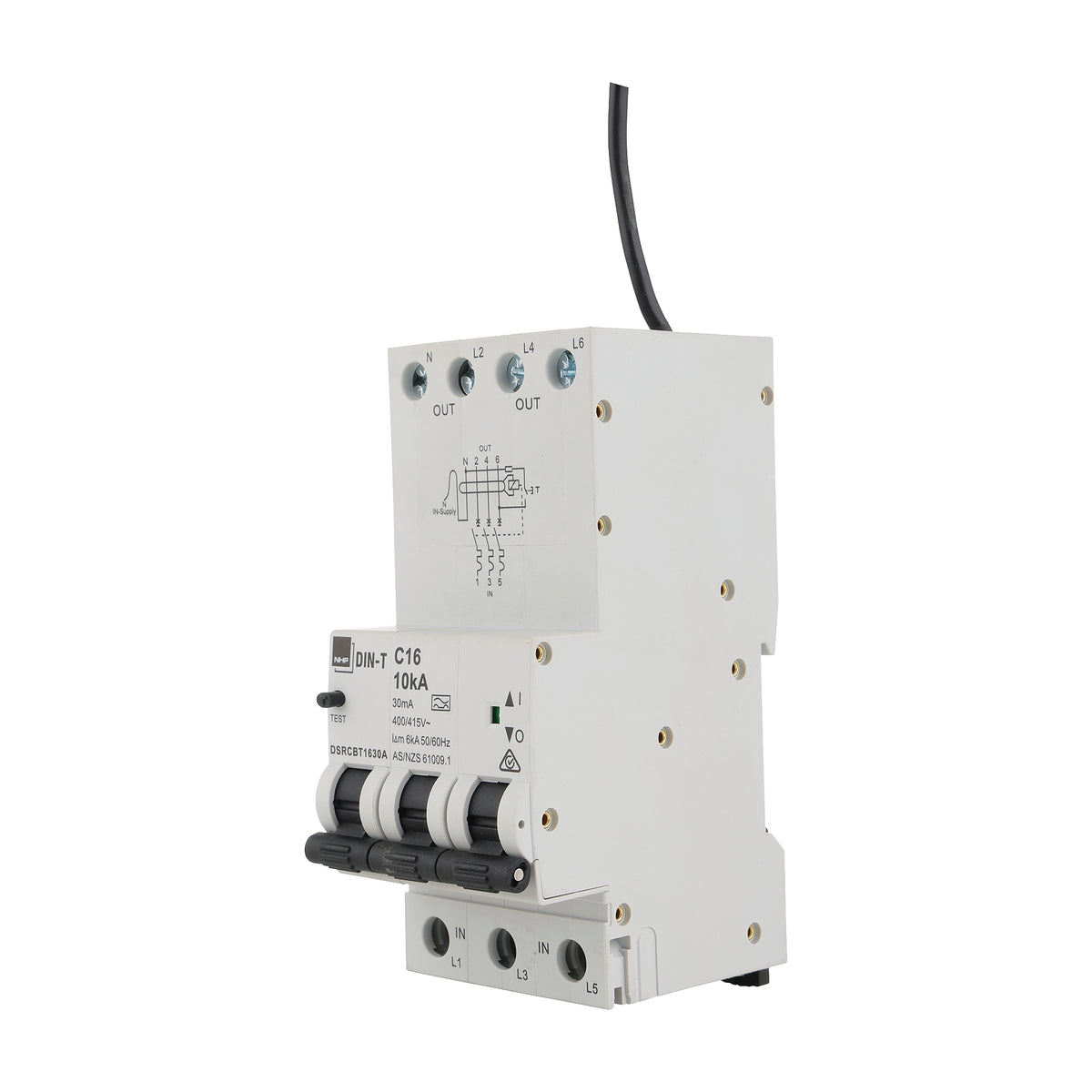 DSRCBT32100AD RCBO 10kA 3P 54mm with Pigtail