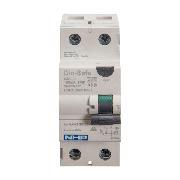 NHP DIN-T Residual Current Circuit Breaker RCCB 1Pole and Neutral 63A 100mA Type S***EMAIL/TEXT FOR PRICING***