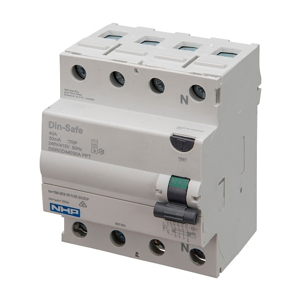 NHP DIN-T Residual Current Circuit Breaker RCCB 3Pole and Neutral 40A 30mA Type A***EMAIL/TEXT FOR PRICING***