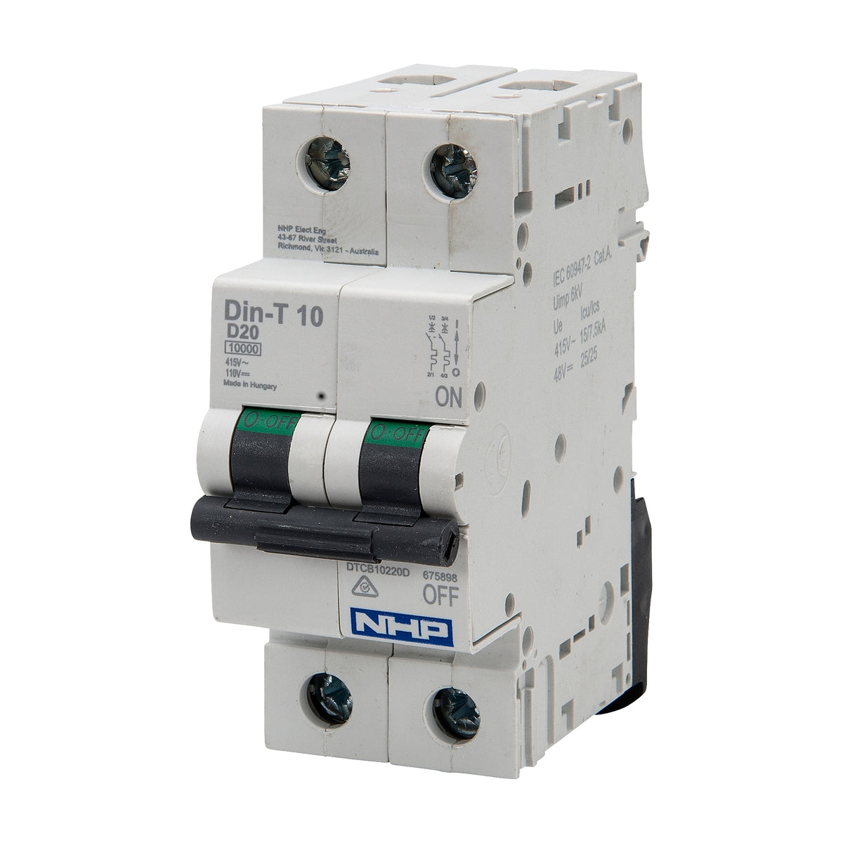 DTCB10220D MCB 10kA 2P D Curve