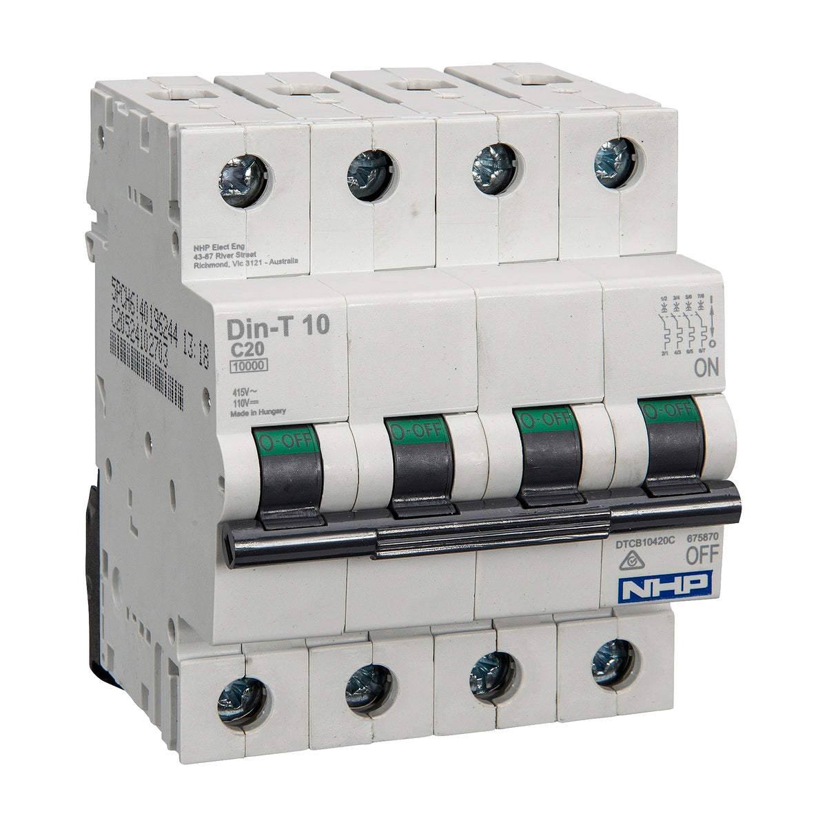 DTCB10410C MCB 10kA 4P C Curve