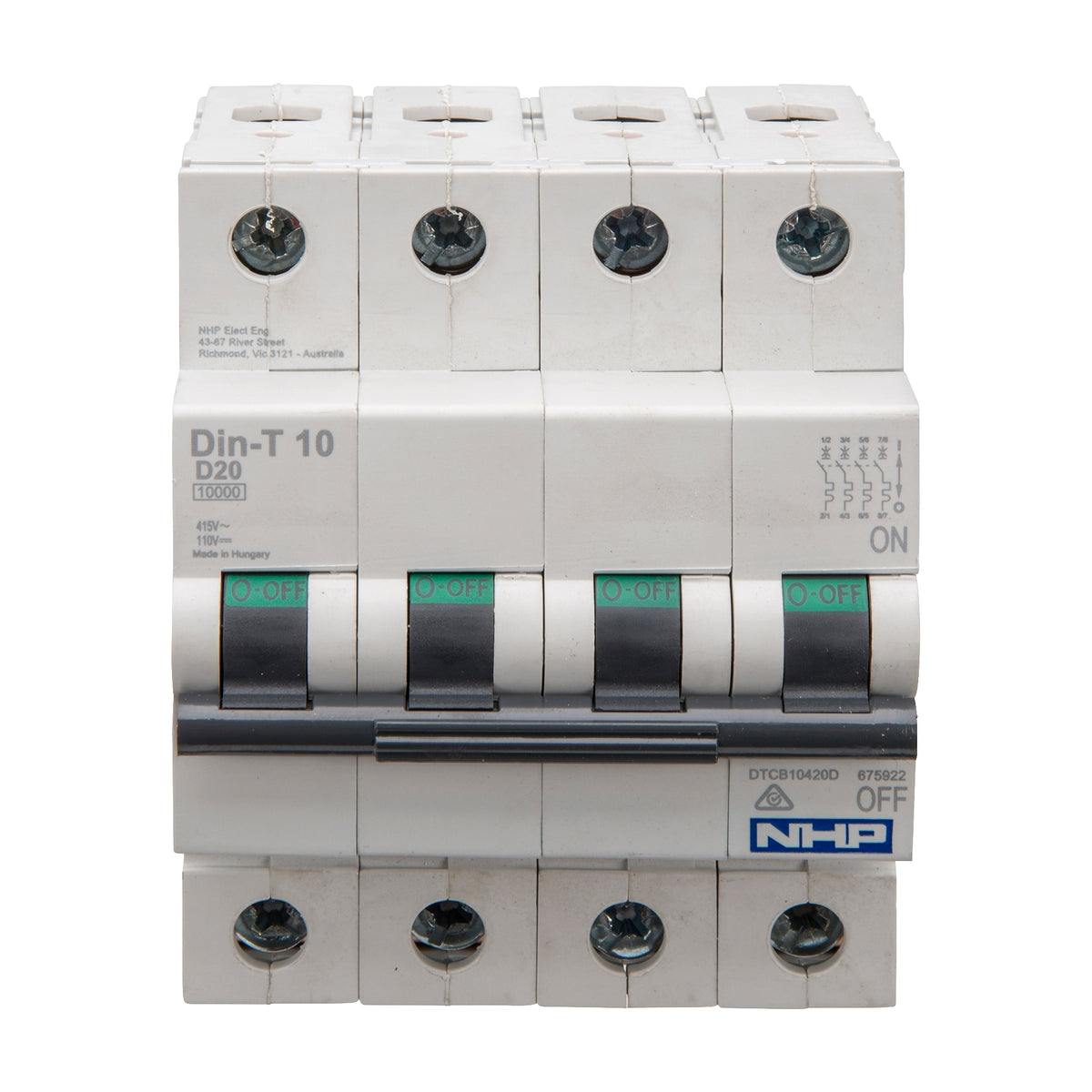 DTCB10440D MCB 10kA 4P D Curve