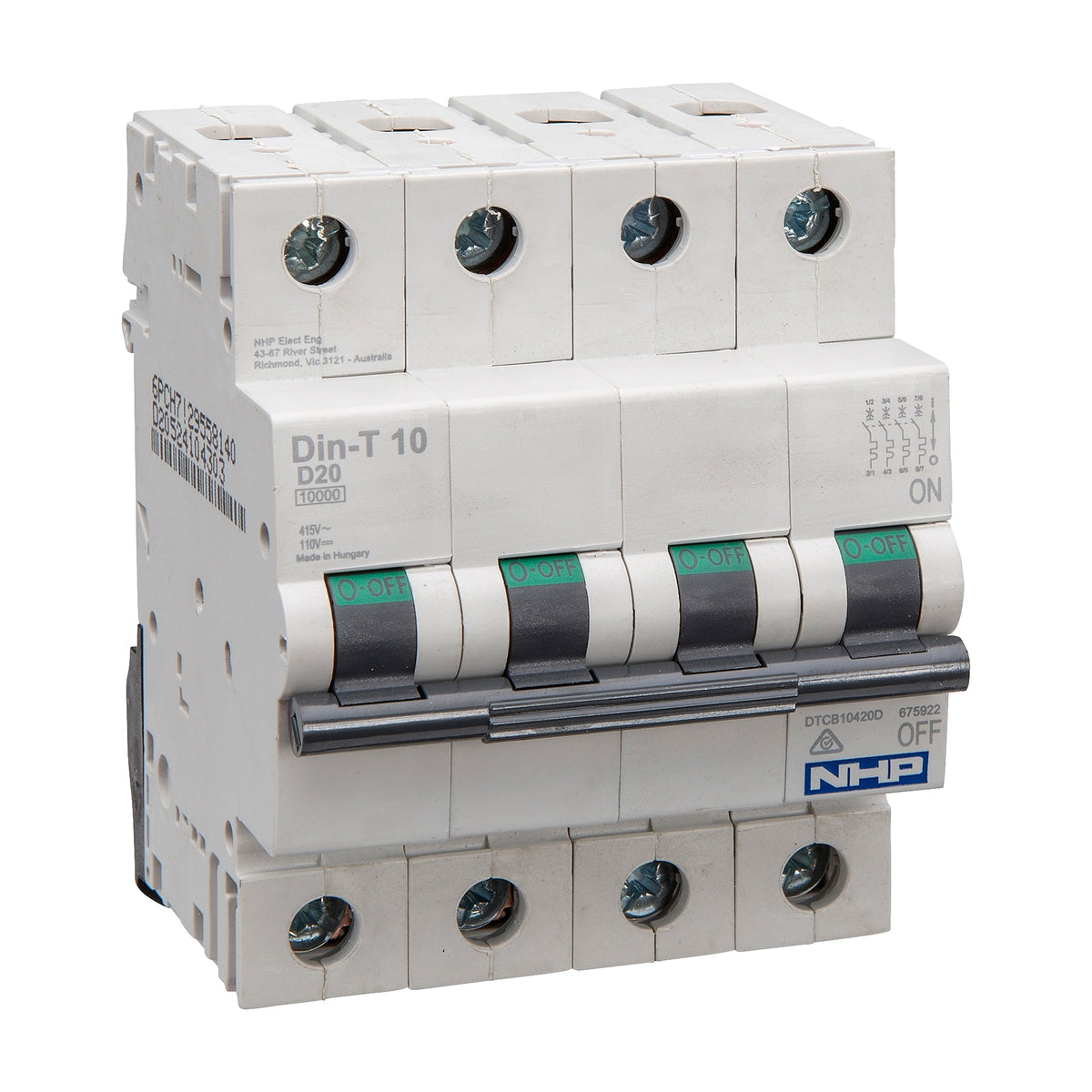 DTCB10440D MCB 10kA 4P D Curve