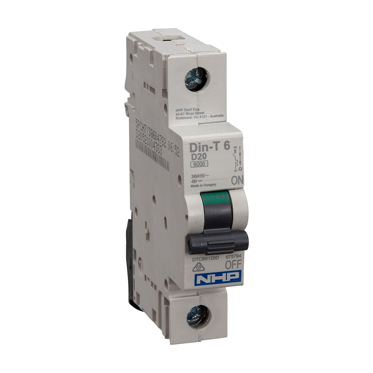 DTCB6102D MCB 6kA 1P D Curve