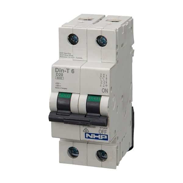 NHP DIN-T Miniature Circuit Breaker 6kA 2Pole 4A D Curve***EMAIL/TEXT FOR PRICING***