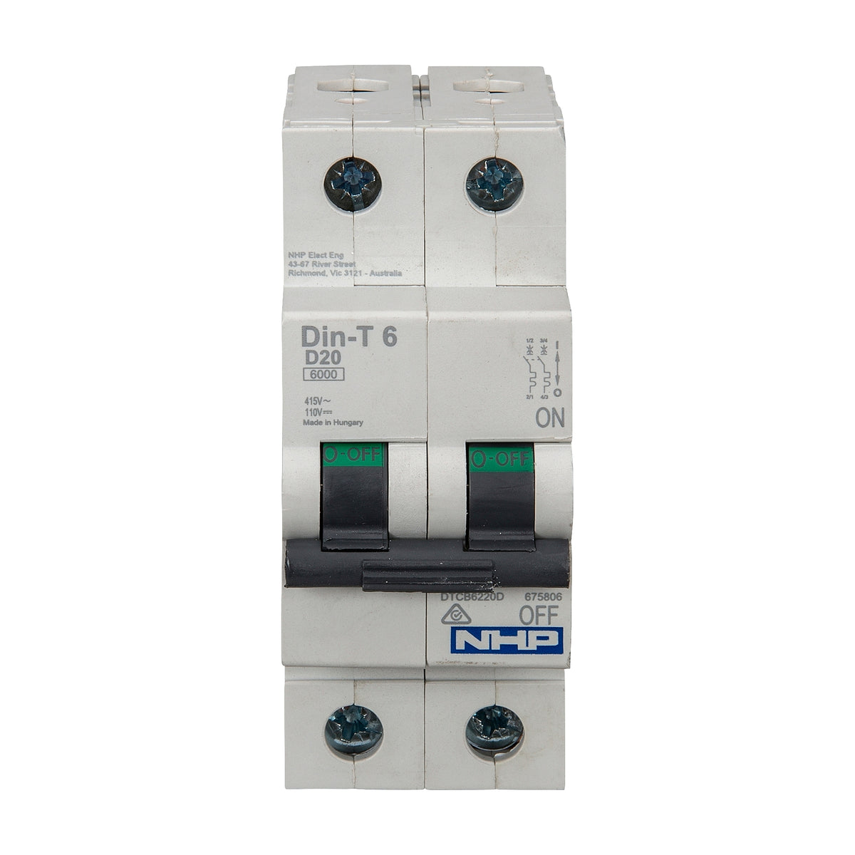 DTCB6250D MCB 6kA 2P D Curve
