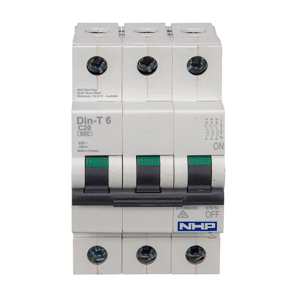 NHP DIN-T Miniature Circuit Breaker 6kA 3Pole 2A C Curve***EMAIL/TEXT FOR PRICING***