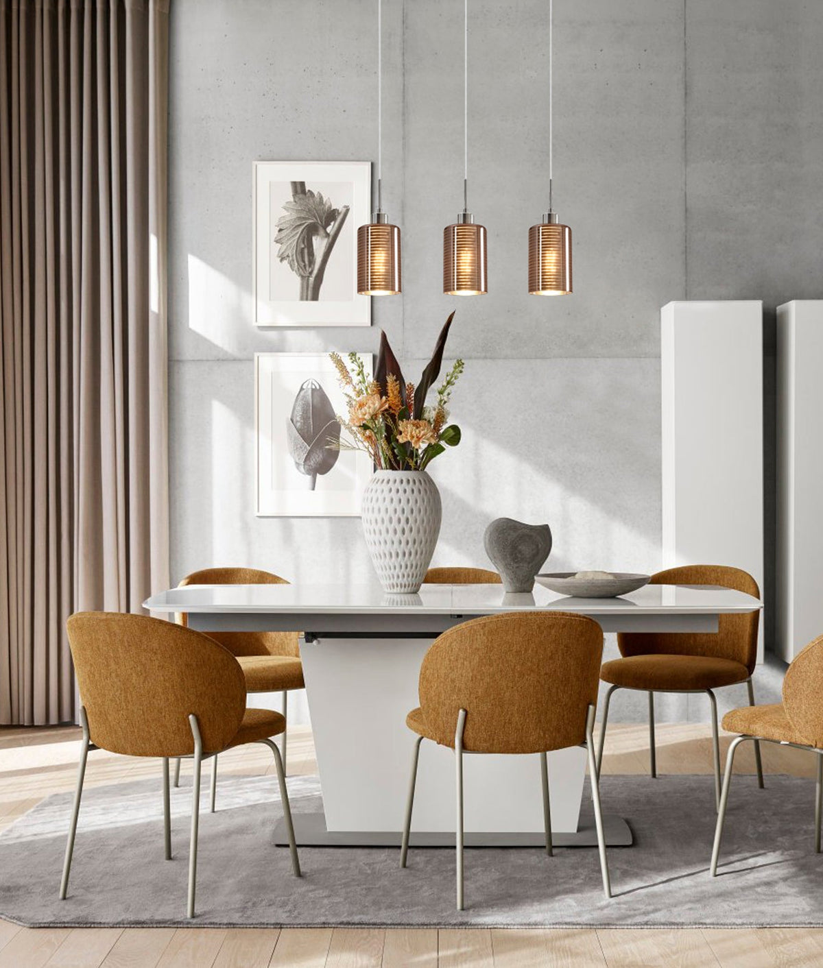 ESPEJO2 Interior Iron & Rose Gold Oblong Glass with Line Effect Pendant Light - Multiple Bar Base