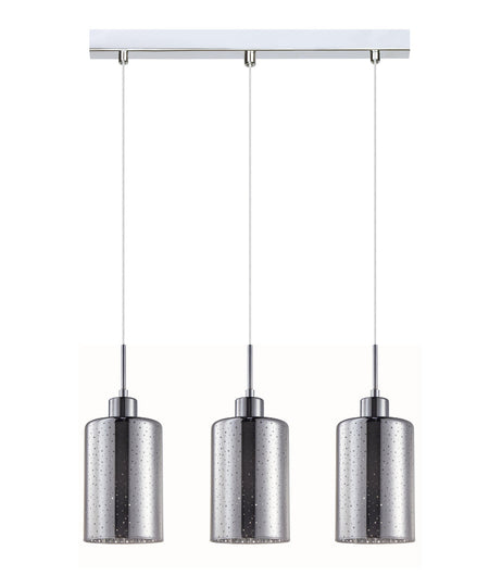 ESPEJO3 Interior Iron & Chrome Oblong Glass with Dotted Effect Pendant Light - Multiple Bar Base