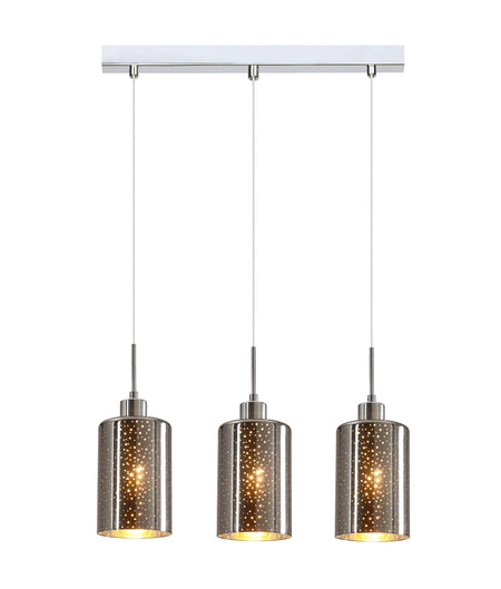 ESPEJO3 Interior Iron & Chrome Oblong Glass with Dotted Effect Pendant Light - Multiple Bar Base