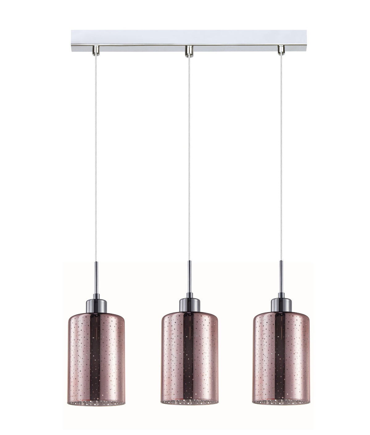 ESPEJO4 Interior Iron & Rose Gold Oblong Glass with Dotted Effect Pendant Light - Multiple Bar Base