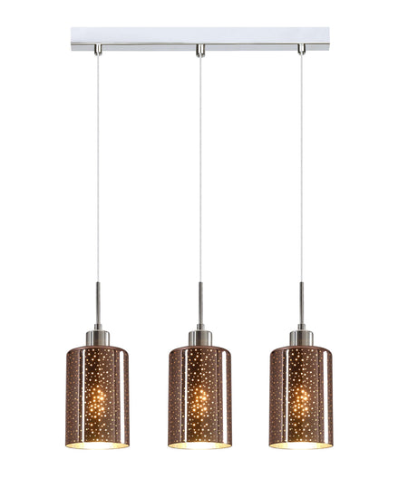 ESPEJO4 Interior Iron & Rose Gold Oblong Glass with Dotted Effect Pendant Light - Multiple Bar Base