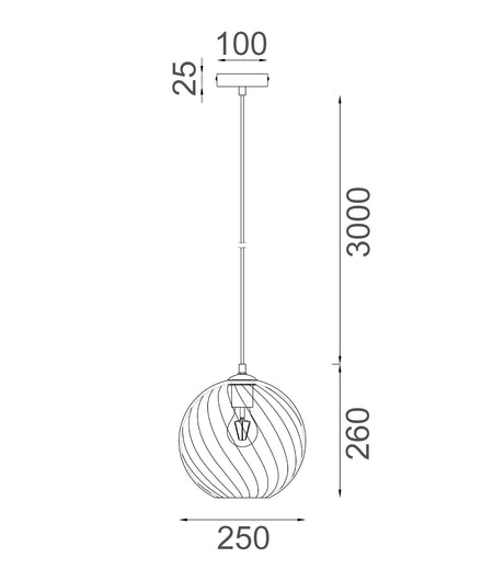 Espiral Interior Wine Glass Shade Wavy Finish Round Pendant Light - Smokey Black