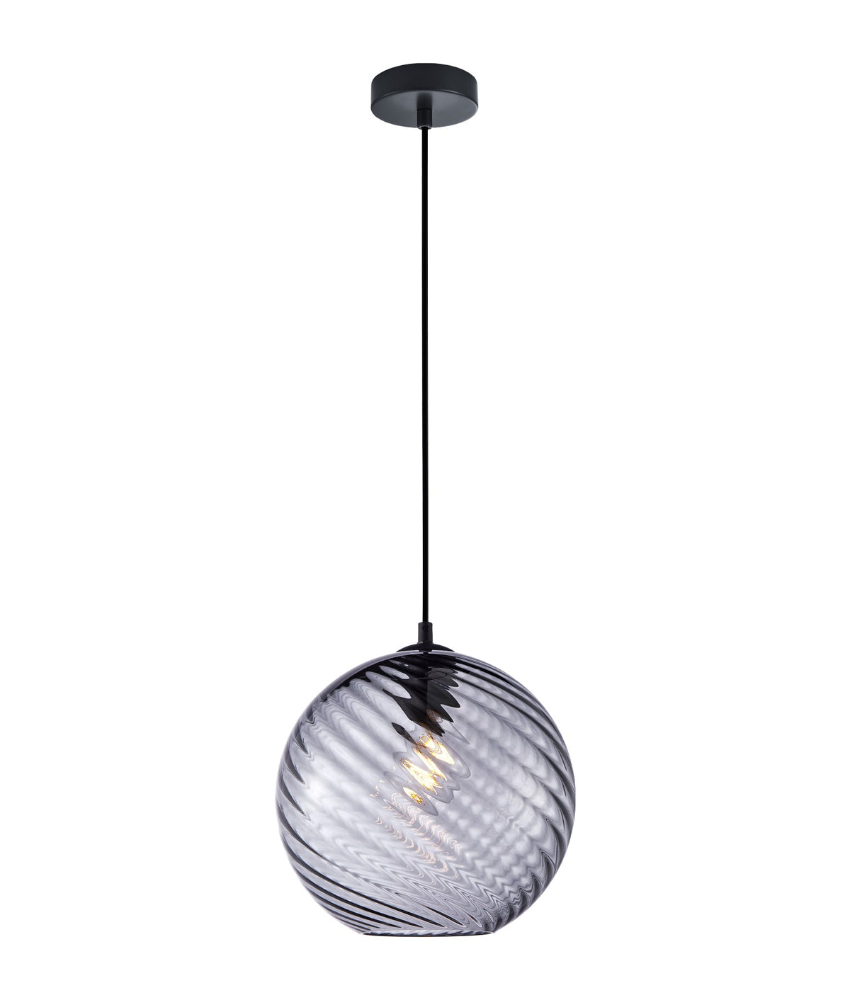 Espiral Interior Wine Glass Shade Wavy Finish Round Pendant Light - Smokey Black
