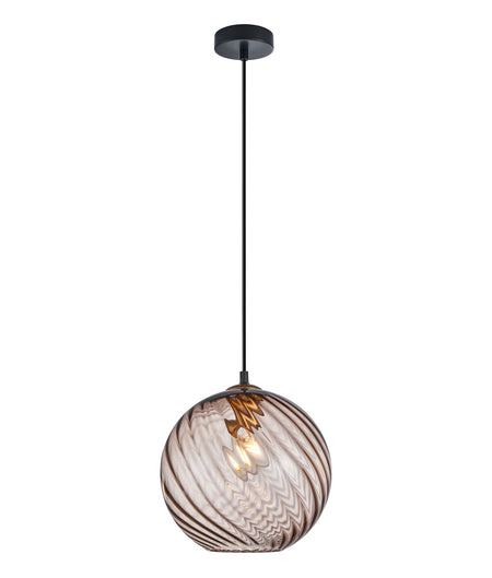 Espiral Interior Wine Glass Shade Wavy Finish Round Pendant Light - Coffee