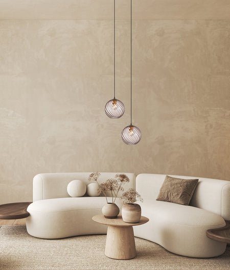 Espiral Interior Wine Glass Shade Wavy Finish Round Pendant Light - Coffee