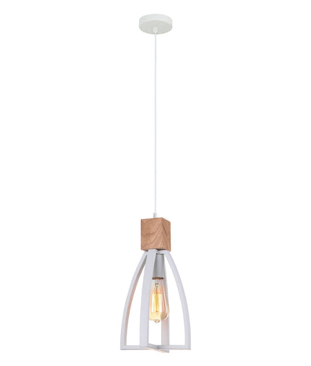 Faro Wood Convex Cone Pendant Light - White
