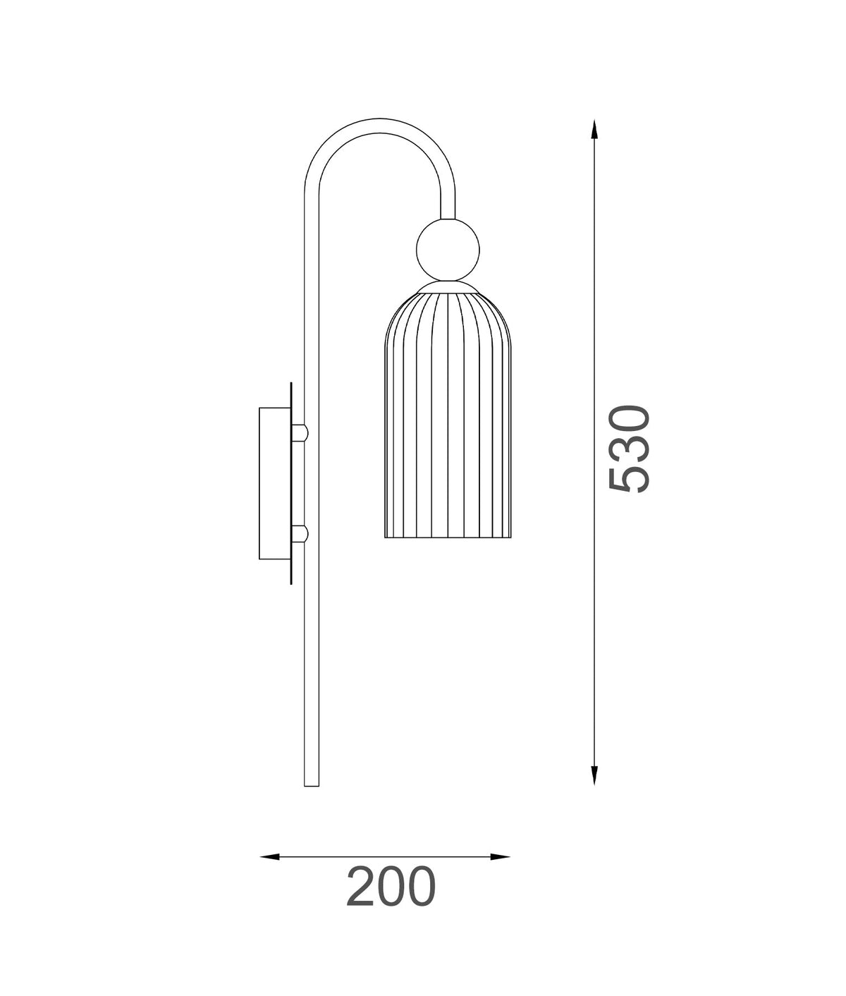 Flauta Interior Round Top Cylinder Ribbed Wall Light - Smokey Black