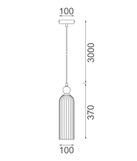 Flauta Interior Round Top Cylinder Ribbed Pendant Light - Smokey Black