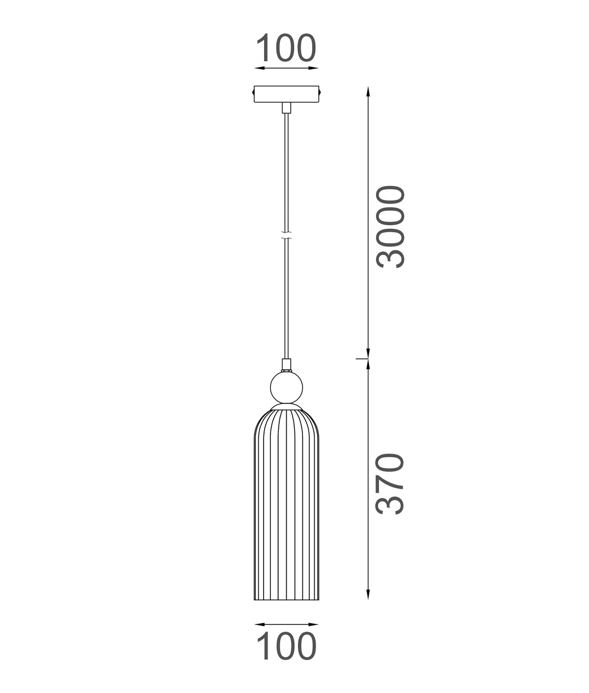 Flauta Interior Round Top Cylinder Ribbed Pendant Light - Amber