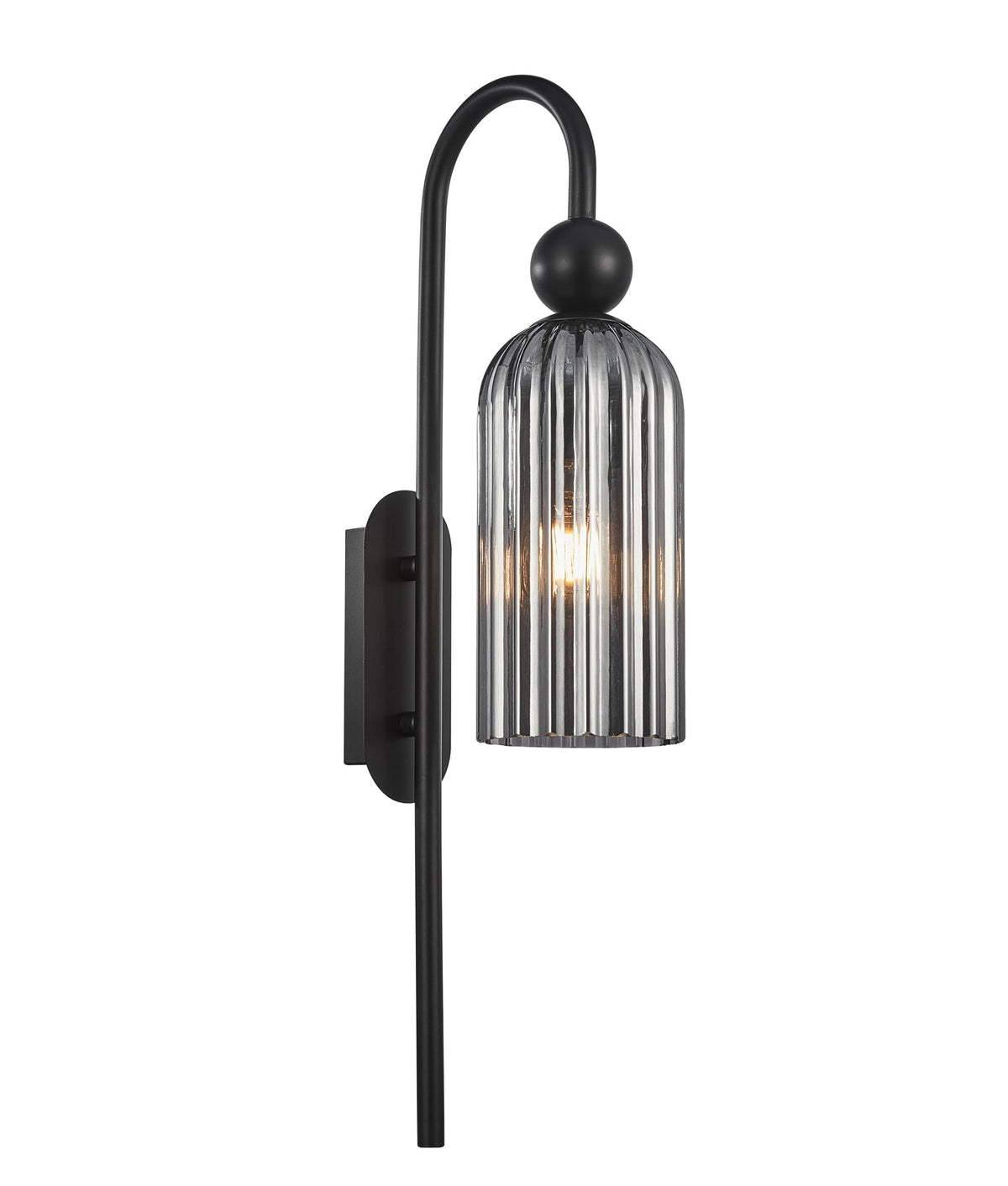 Flauta Interior Round Top Cylinder Ribbed Wall Light - Smokey Black