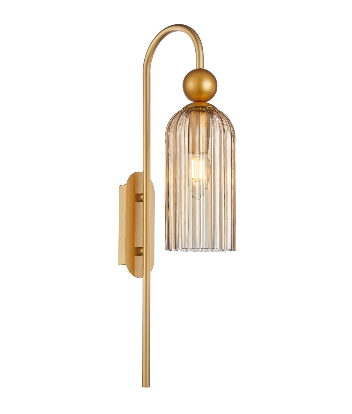 Flauta Interior Round Top Cylinder Ribbed Wall Light - Amber