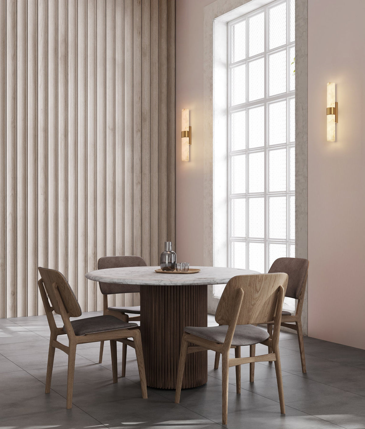 Flecha Interior Curved Faux Marble with Veining Effect Wall Light - Medium
