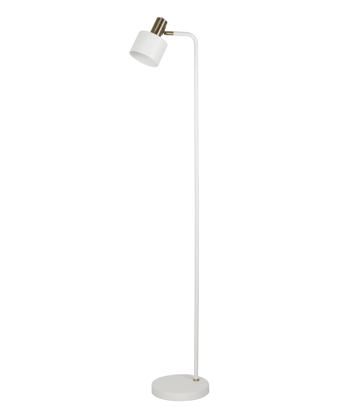 Flotar Interior Cylinder Iron Shade with Antique Brass Highlight Floor Lamp - White