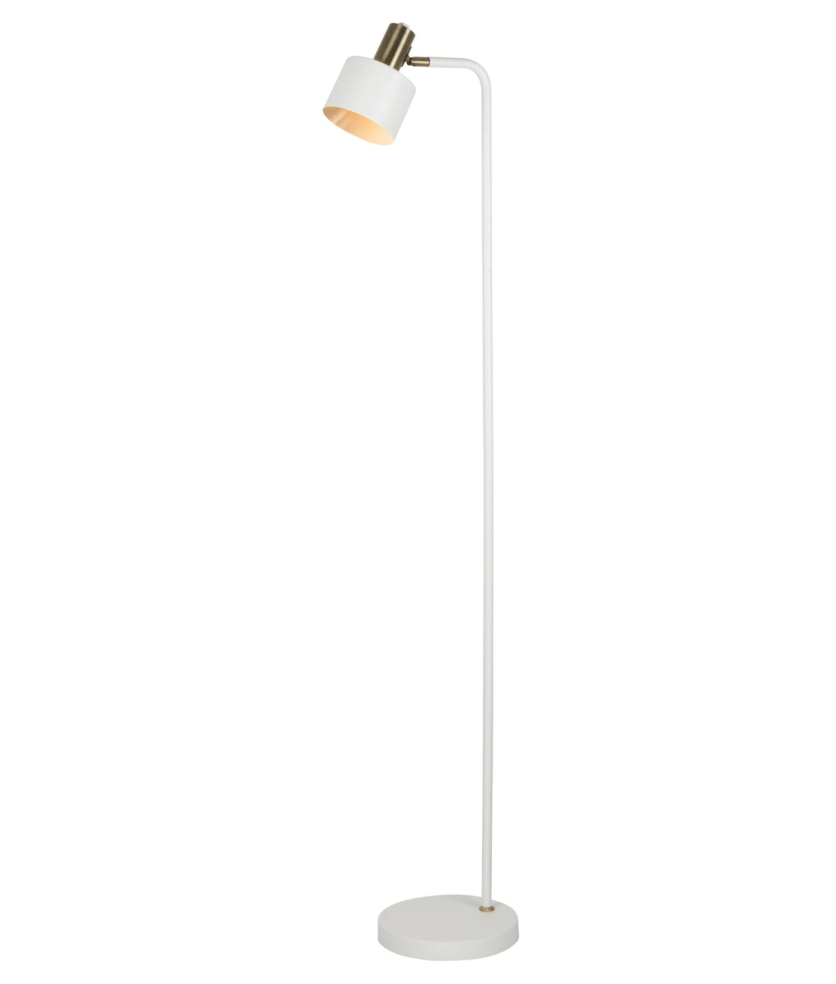 Flotar Interior Cylinder Iron Shade with Antique Brass Highlight Floor Lamp - White