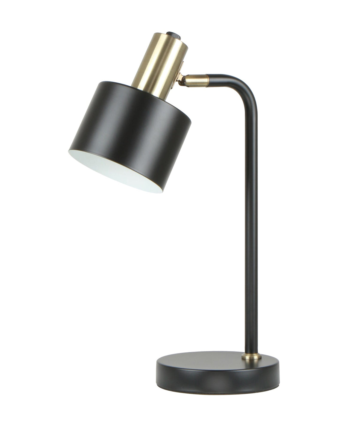 Flotar Interior Cylinder Iron Shade with Antique Brass Highlight Table Lamp - Black