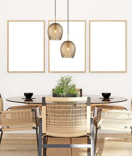 Fossetta Interior Wine Glass Shape Dimpled Pendant Light - Amber