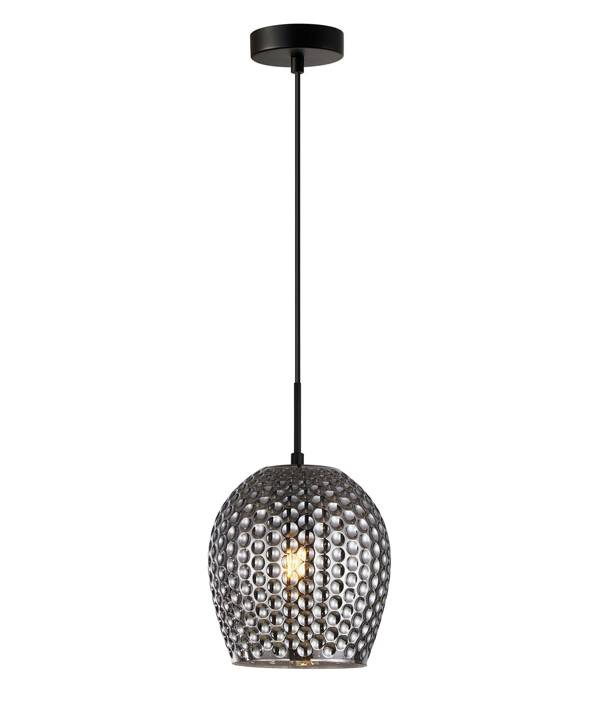 Fossetta Interior Wine Glass Shape Dimpled Pendant Light - Mirror Finish Smokey Black