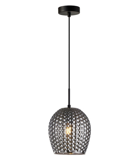 Fossetta Interior Wine Glass Shape Dimpled Pendant Light - Mirror Finish Smokey Black