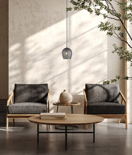Fossetta Interior Wine Glass Shape Dimpled Pendant Light - Mirror Finish Smokey Black