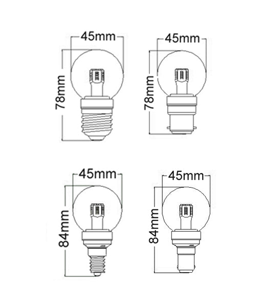 Fancy Round LED Filament Dimmable Frosted Globe (4W) - 2700K / ES (E27)