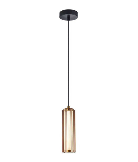 Freccia Interior LED Tri-CCT Glass with Curve Cylinder Pendant Light - Coffee Glass