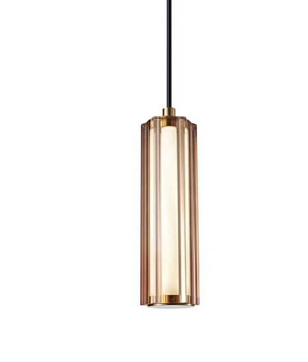 Freccia Interior LED Tri-CCT Glass with Curve Cylinder Pendant Light - Coffee Glass