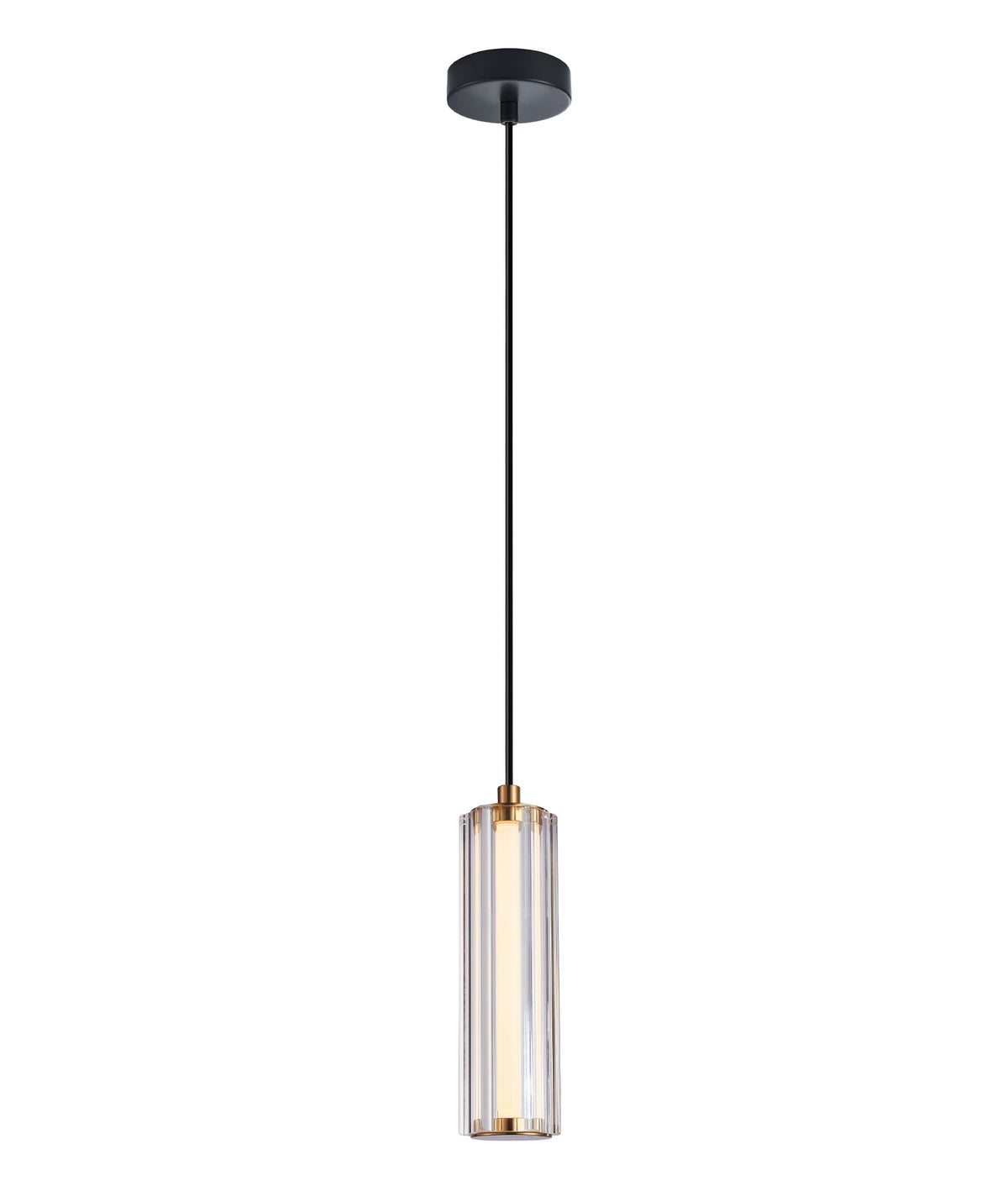 Freccia Interior LED Tri-CCT Glass with Curve Cylinder Pendant Light - Clear Glass