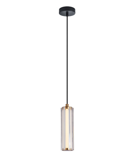 Freccia Interior LED Tri-CCT Glass with Curve Cylinder Pendant Light - Clear Glass