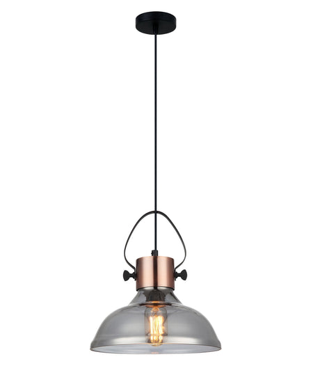 Fumoso Retro Smokey Black Mirror Finish Glass Dome Shape Pendant Light