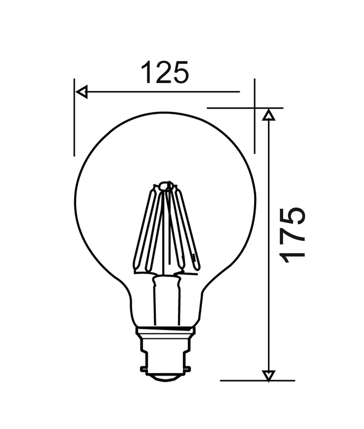 G125 LED Filament Dimmable Globe Frosted Diffuser (8W) - BC (B22) / 2700K