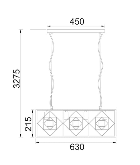 Gaggia Interior Rectangular Imitation Antique Brass Cage Pendant Light